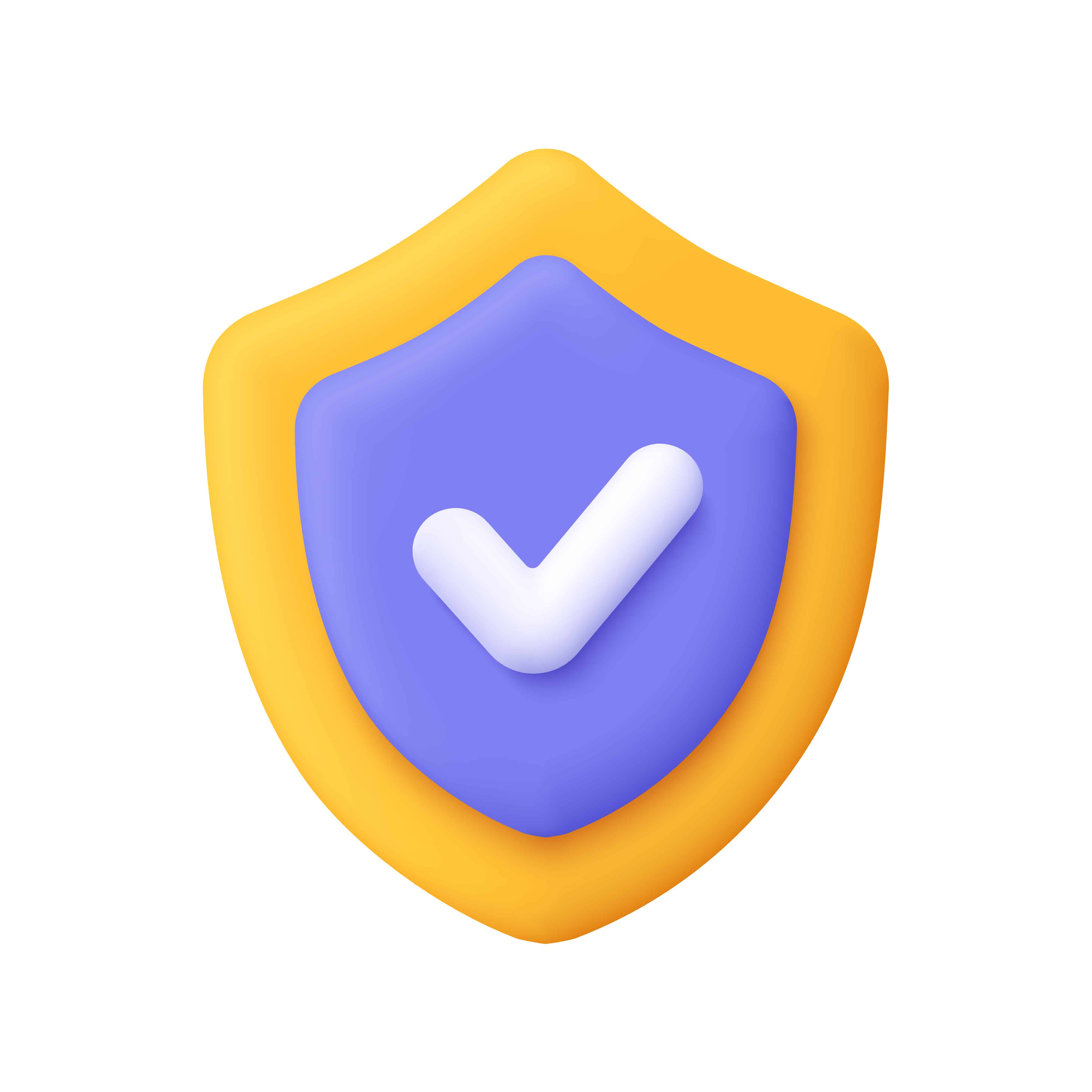 Shield with check mark. Business, protection, guarantee, security and safety concept. 3d vector icon. Cartoon minimal style.